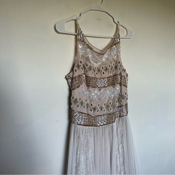 Marchesa NWT gown ivory cream white lace beaded dress - Picture 2 of 16